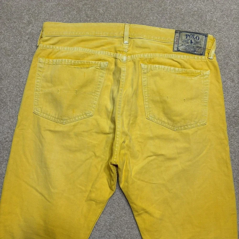 Vtg Polo Ralph Lauren Jeans Mens 36x32 Sunfish Yellow Slim Straight Denim Pants